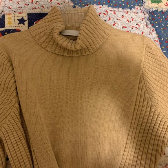 Liz Claiborne LizSport Tan Turtleneck Sweater, Long & Belted, Size XL - Picture 6 of 10